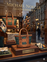 Load image into Gallery viewer, Travel set (Green canvas and brown leather accents)