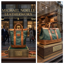 Load image into Gallery viewer, Travel set (Green canvas and brown leather accents)